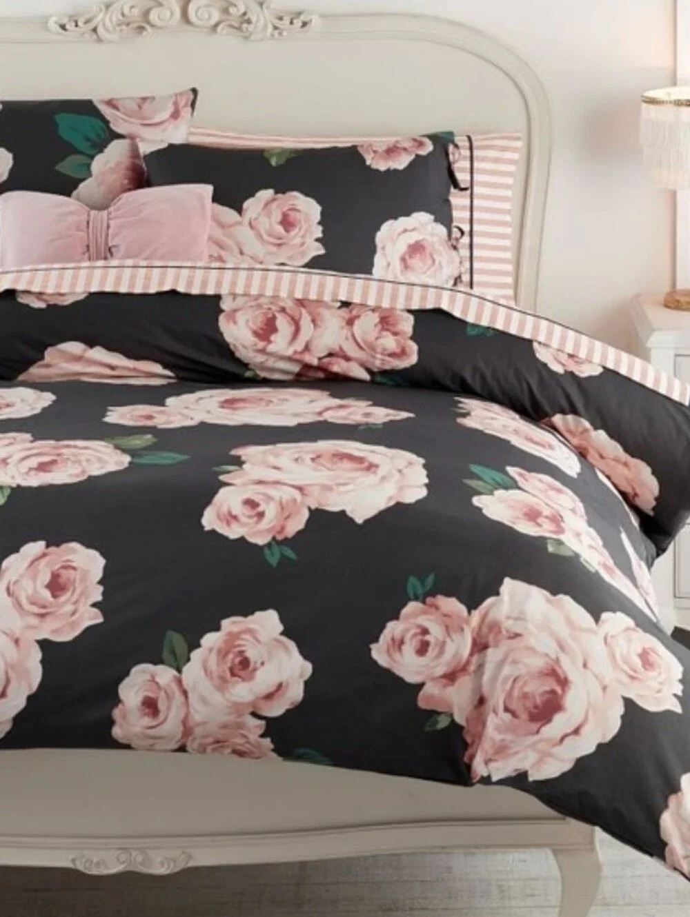 Pottery Barn Emily & Meritt Floral Duvet, Striped Shams + Gold Dot Quilt & Shams
